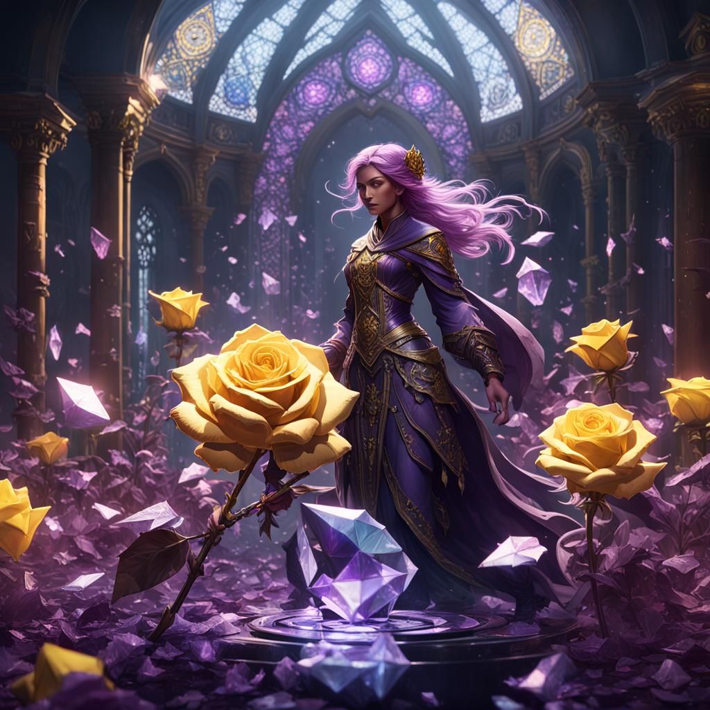 Hyperdetailed Crystal Rose in Dark Fantasy Style