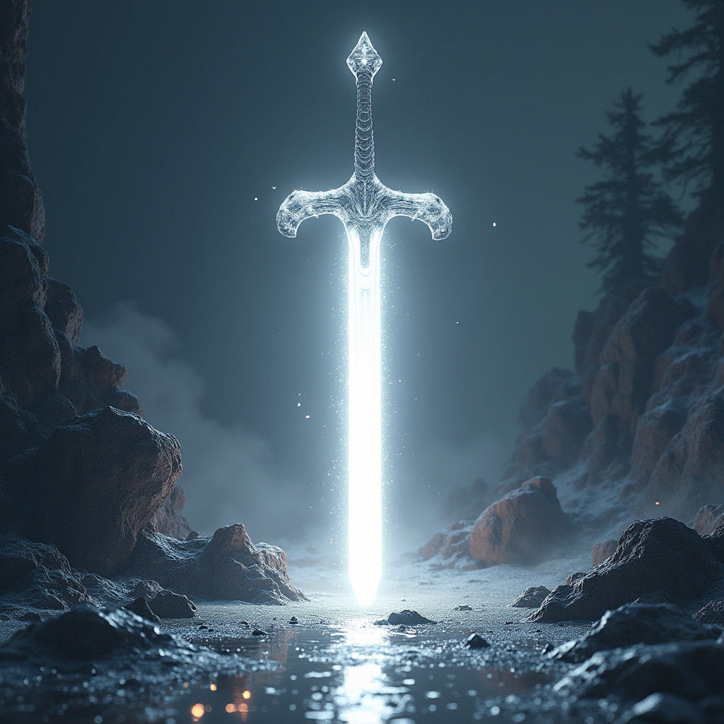 Brilliant Sword Forged from Silver Light: Futuristic Design