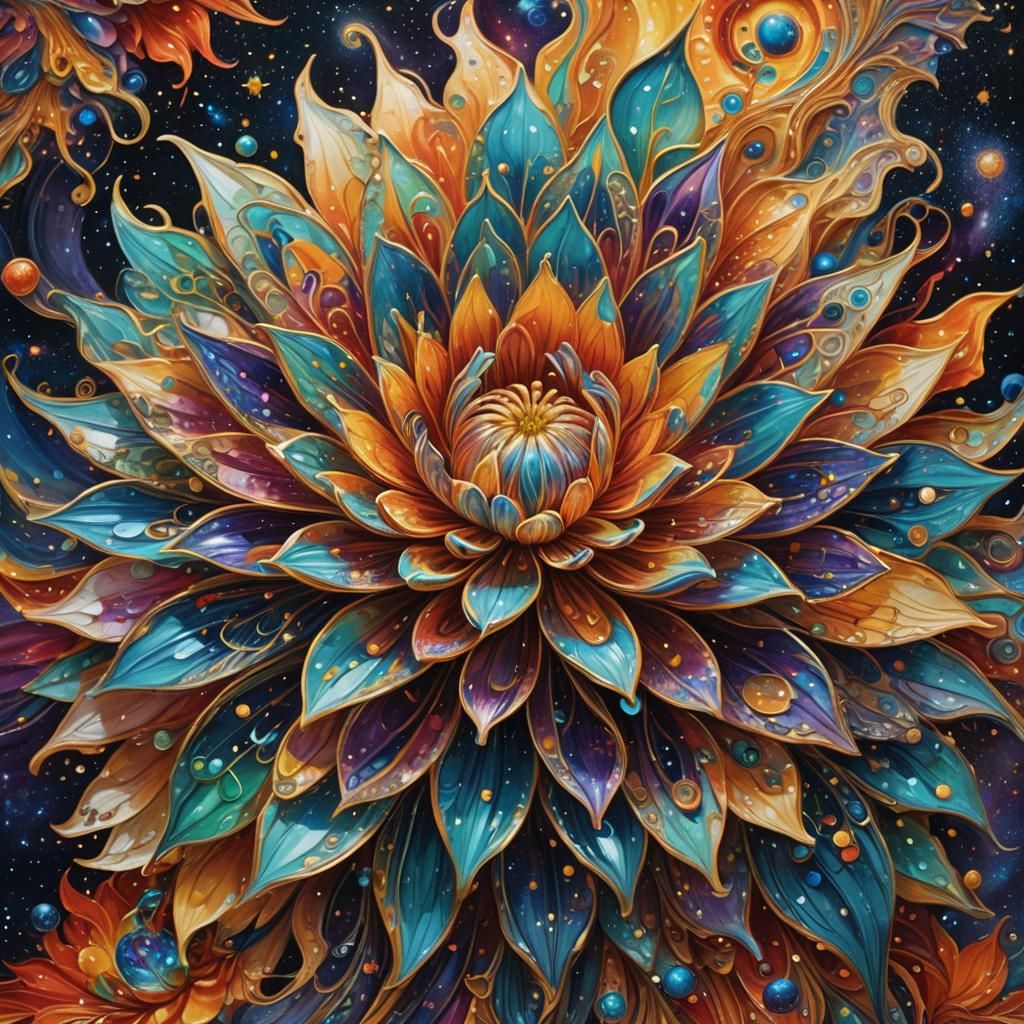 Luminous Flower Unfurls in Celestial Vastness