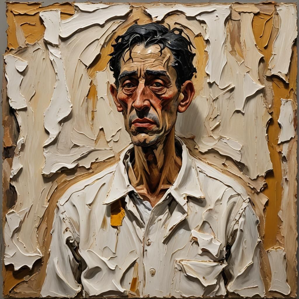 Expressive Realism: Figure in Impasto Texture Oil Painting