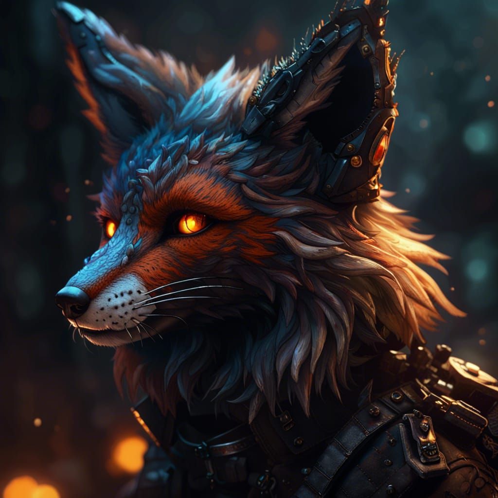 Apocalyptic Furry Fox in Dark Fantasy Style