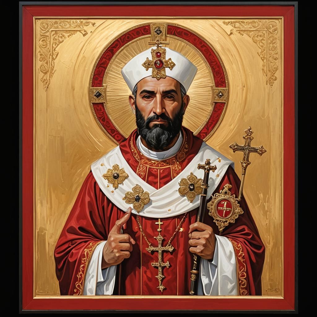 Saint Nicholas Portrait in Expressionist Oil Painting Style