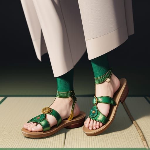 Traditional Japanese Geta Sandals in Intricate Lacquer with ...