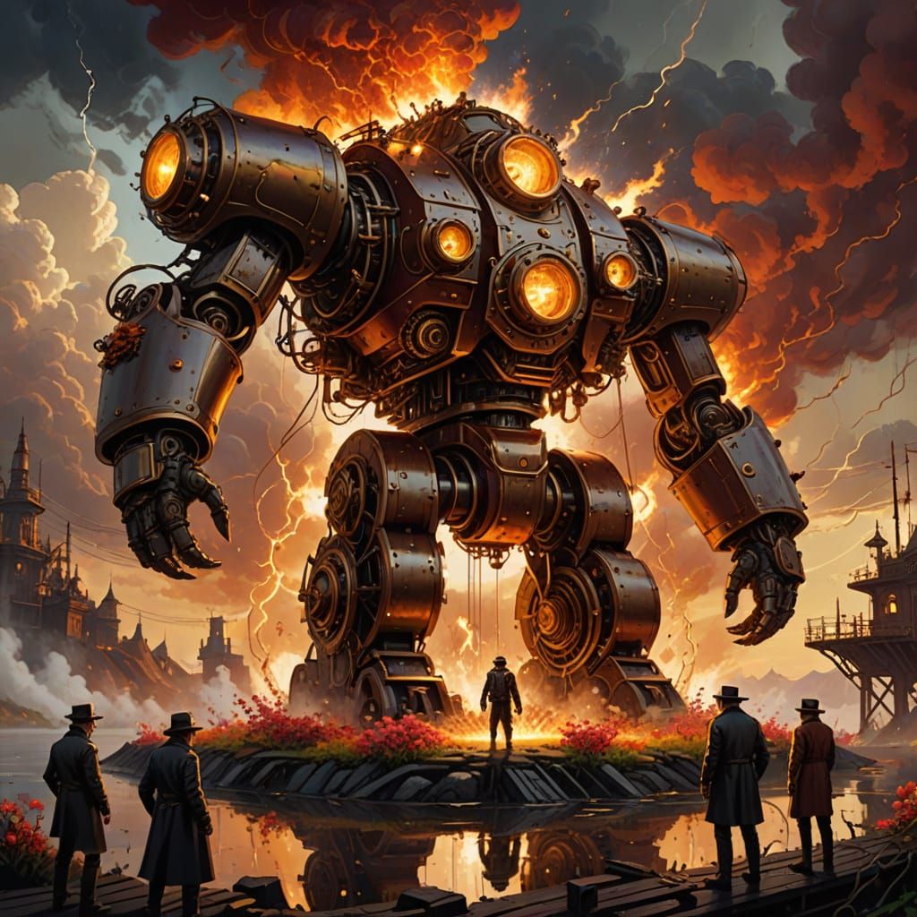 Steampunk Inventors on a Skybound Floating Island