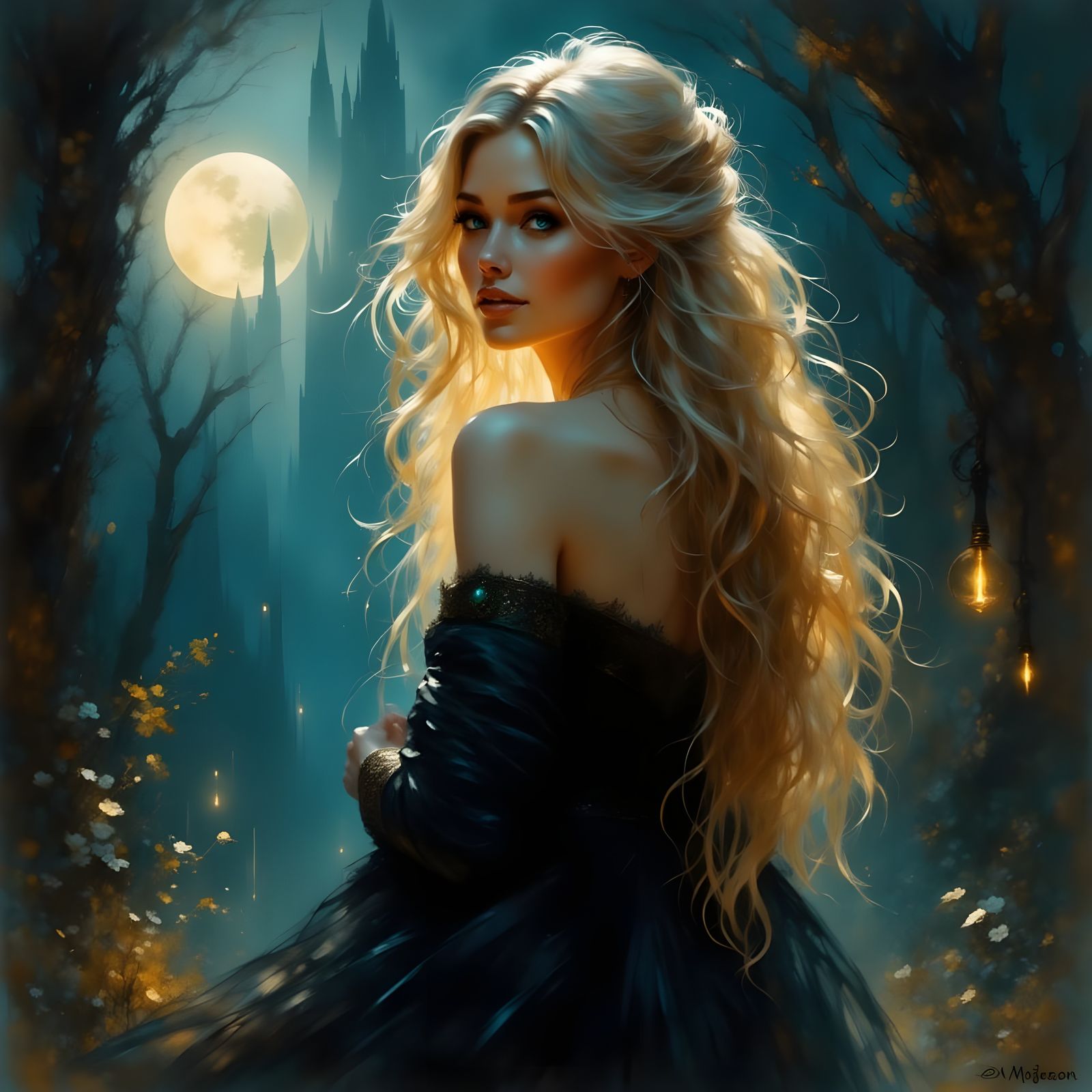 Ethereal Norse Goddess in Moonlight