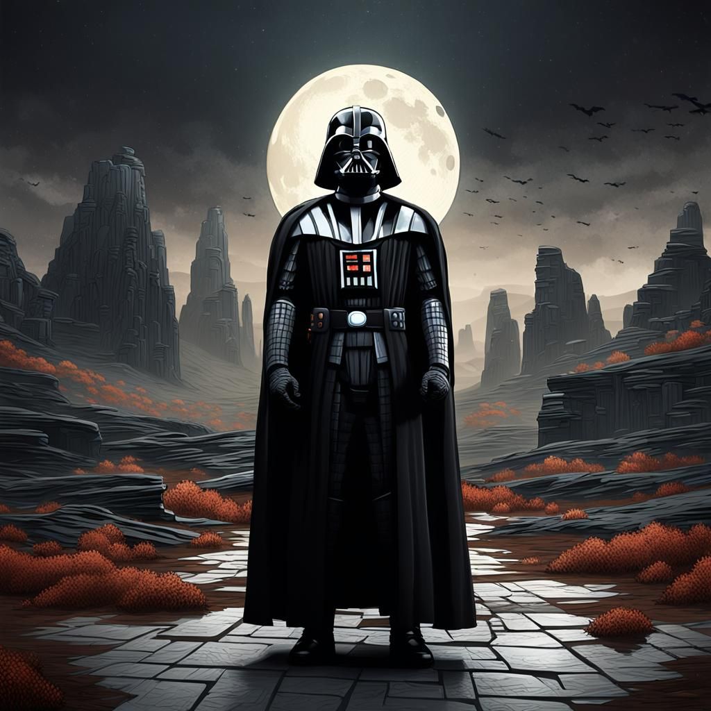 Darth Vader in Autumnal Landscape, Clowncore Aesthetic