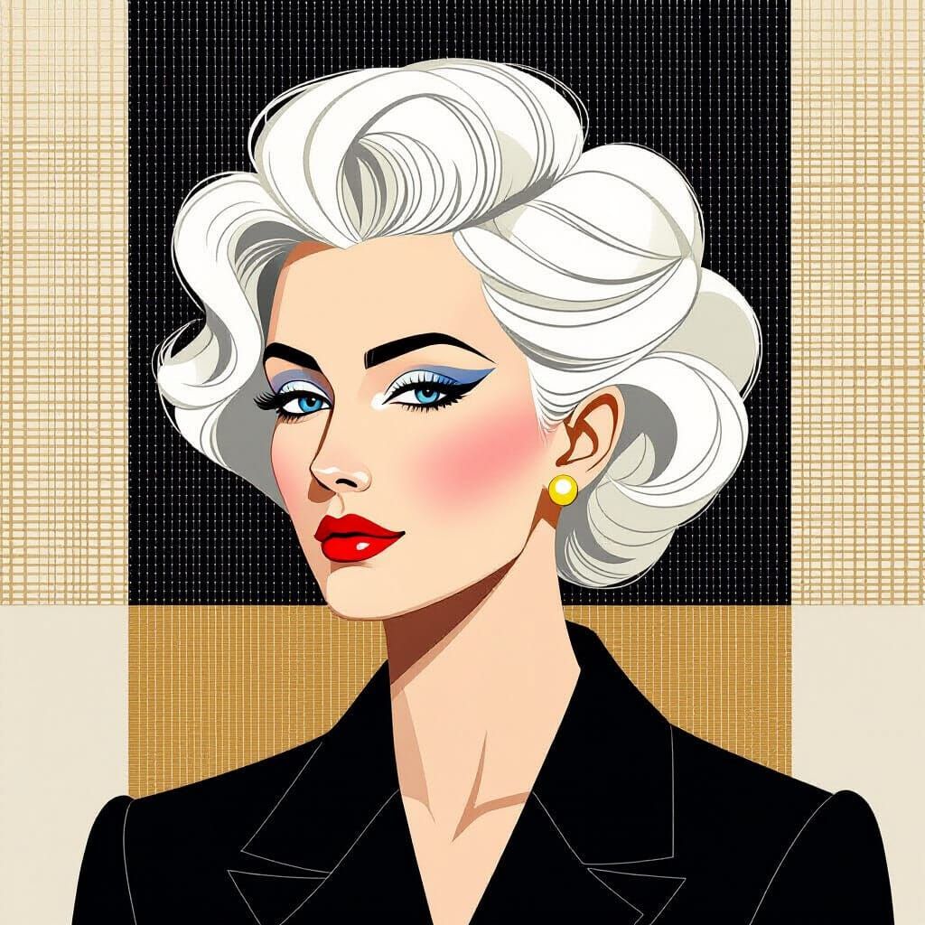 Geometric White Hair: A Bauhaus-Inspired Portrait