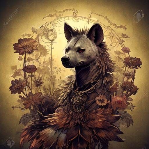 Anthropomorphic Hyena Undertaker in DreamS X Fantasy Style