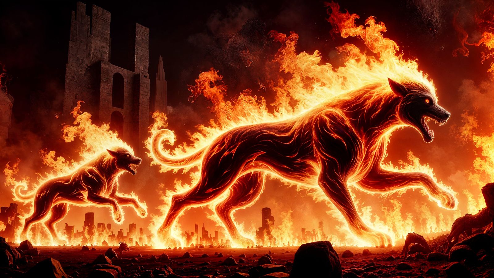 Fiery Hellhounds Leap from Vulcan's Forge