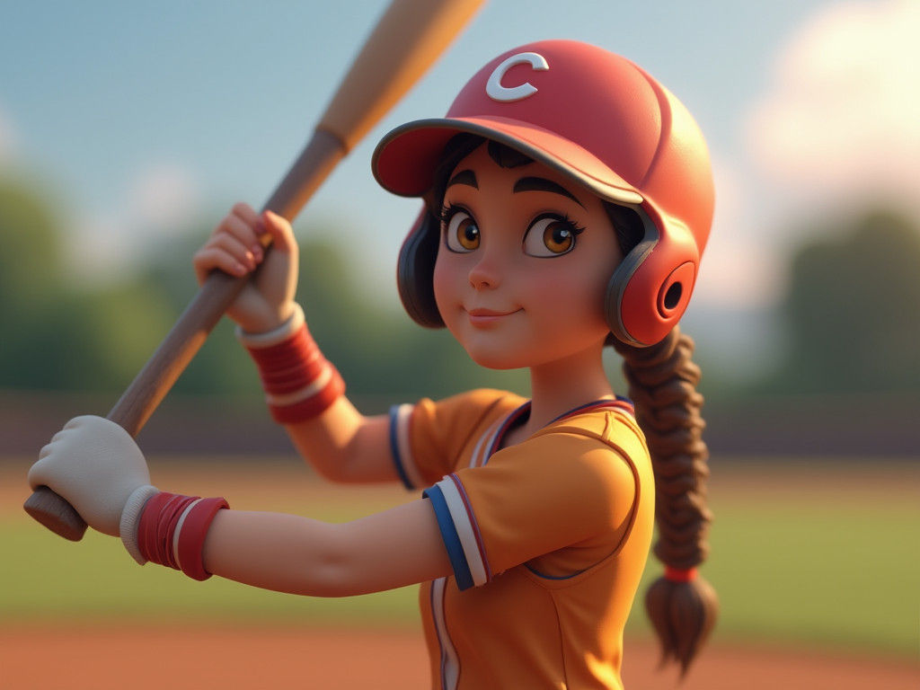 Softball Player Portrait in Pixar-Inspired 3D Art