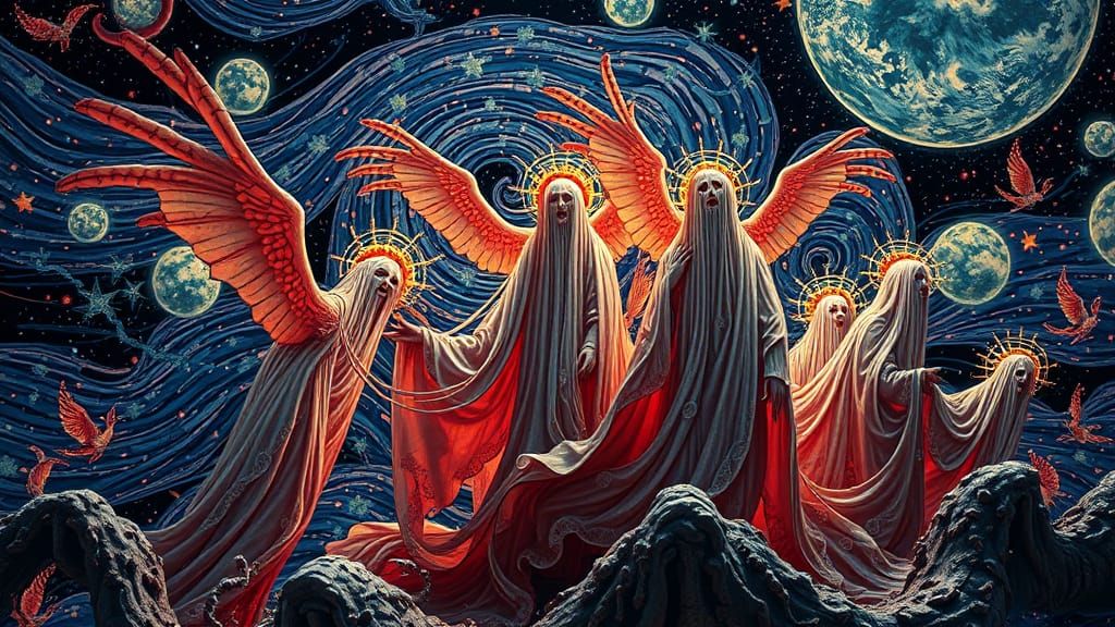 Surreal Starry Night Wraiths and Spirits