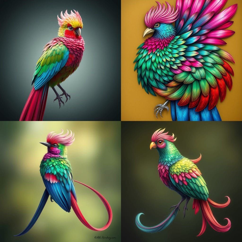 Exotic Bird with Shimmering Plumage and Silky Tail