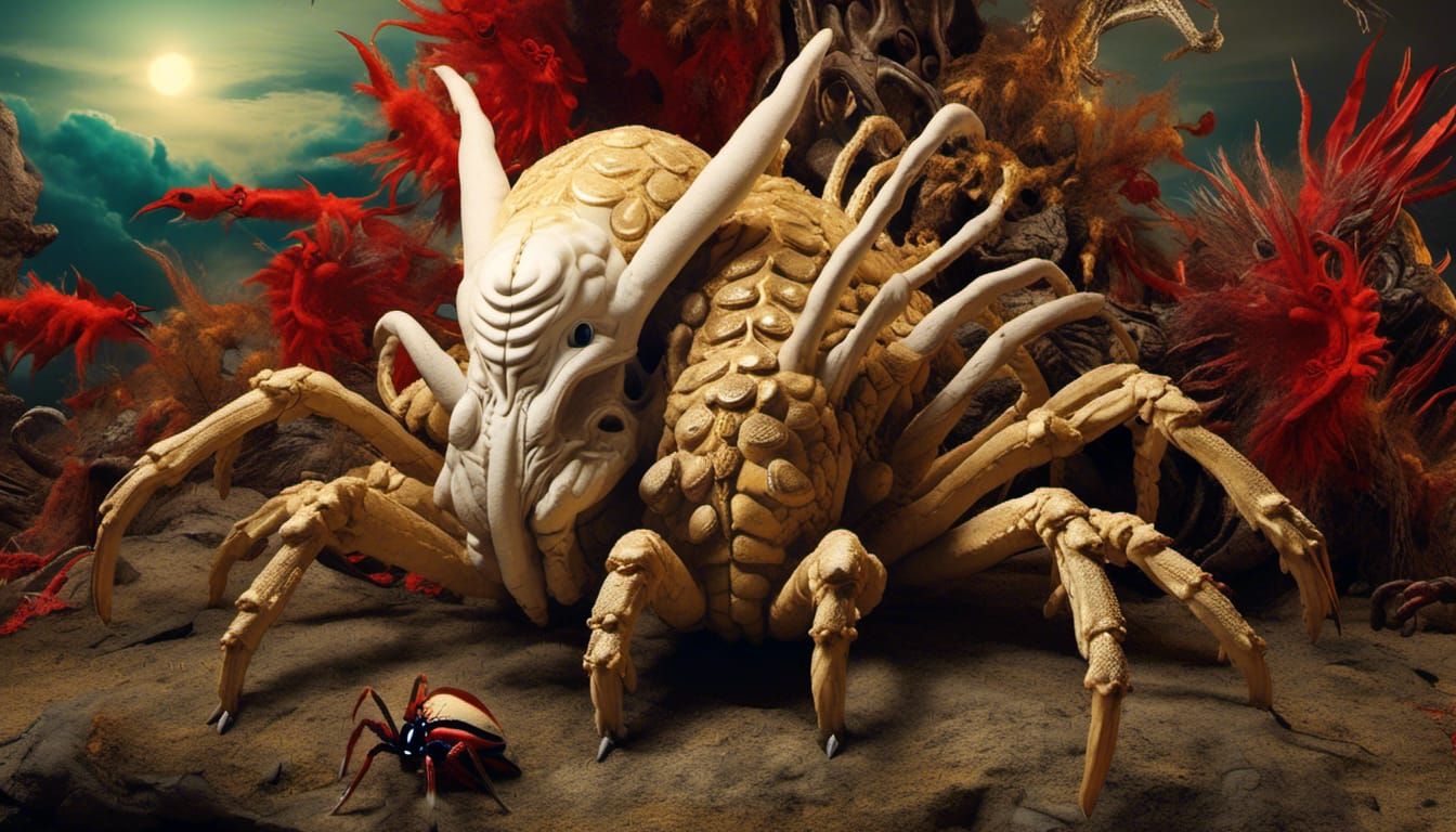 Surreal Cryptid Taxidermy in Mixed Media Style