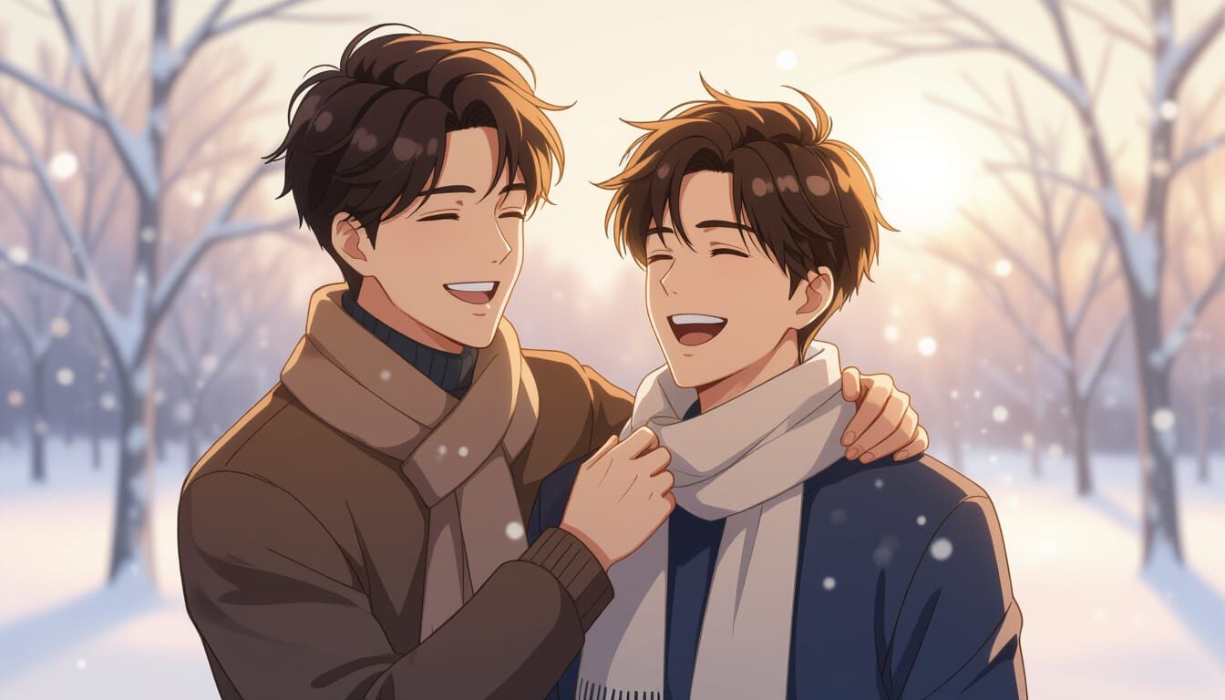 Anime Style: Tying a Scarf in Winter Light