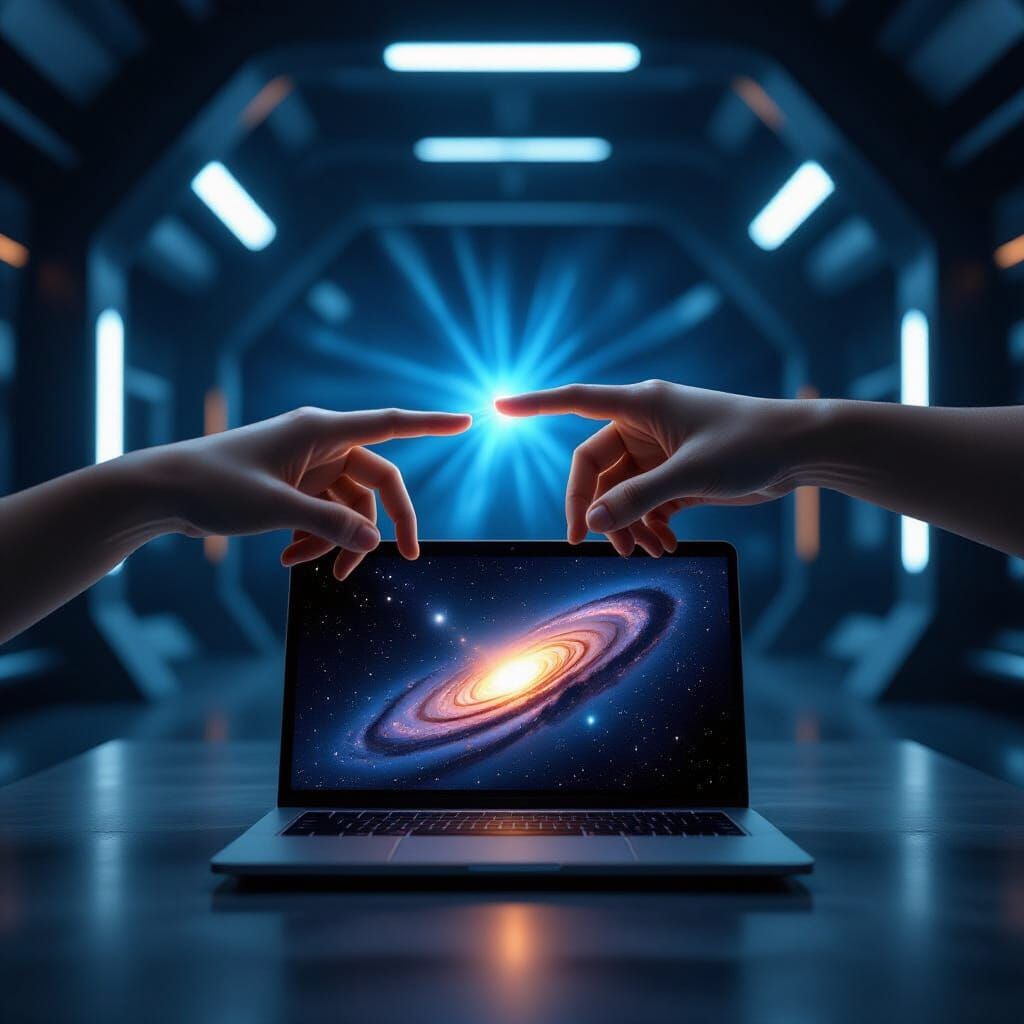 Futuristic Dark Tones With Adam's Creation Pose