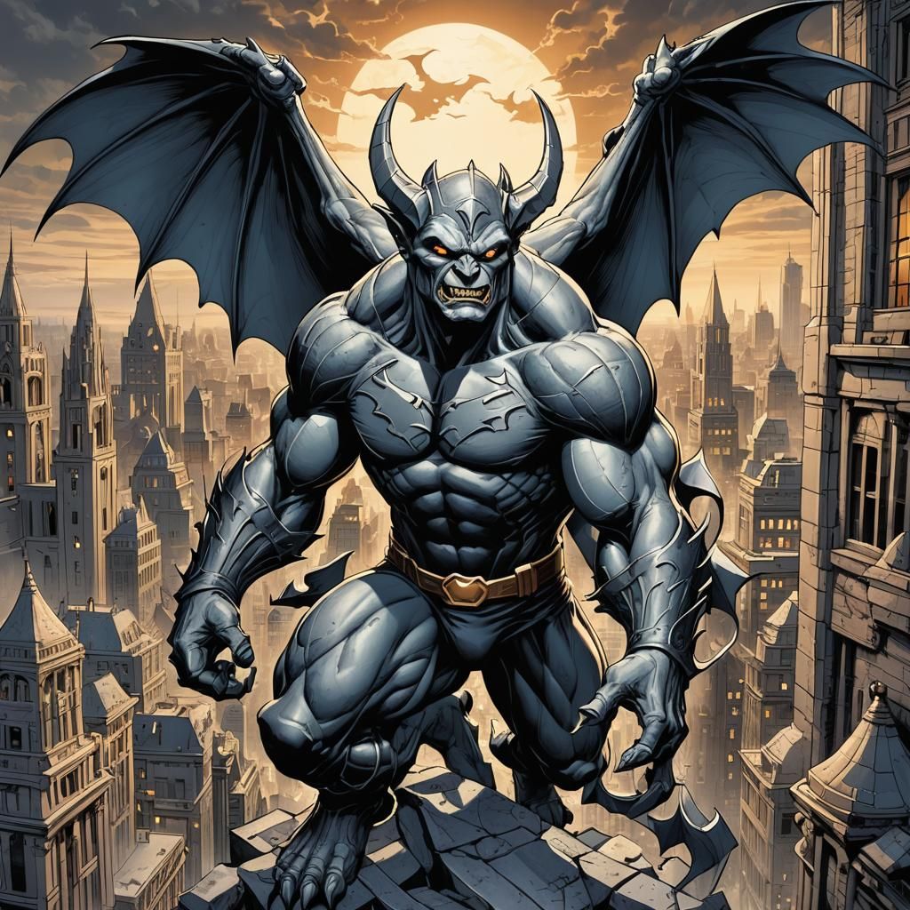Gargoyle Superhero in Comic Book Style