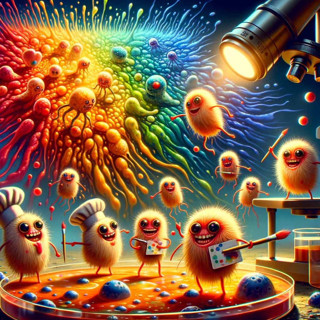 Chibi Chef Microbes Create Abstract Art in Petri Dish