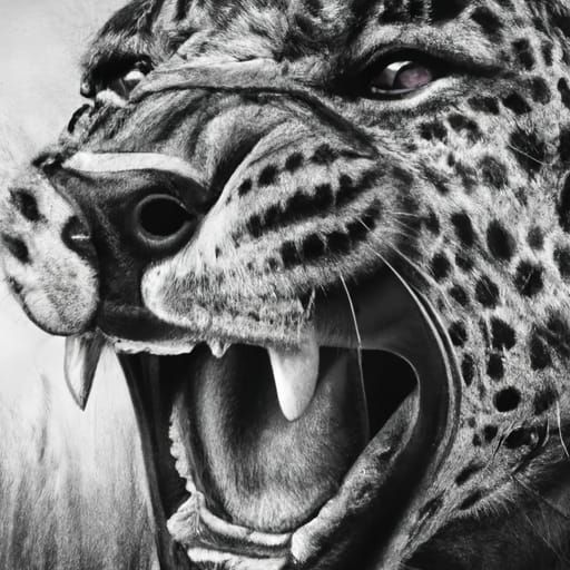 Hyperrealistic Charcoal Drawing of a Crying Leopard