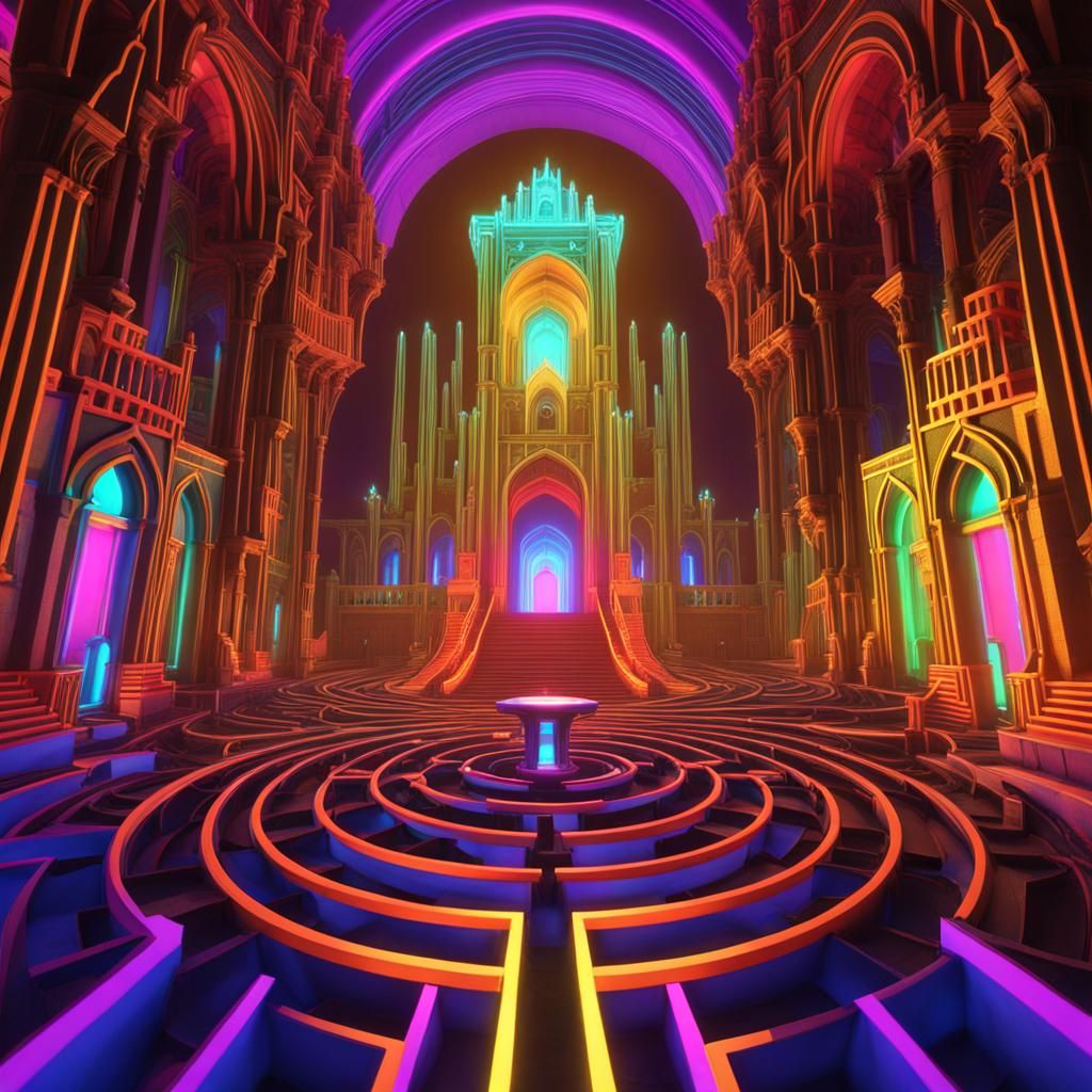 Surreal Labyrinth Castle in Dark Fantasy Style