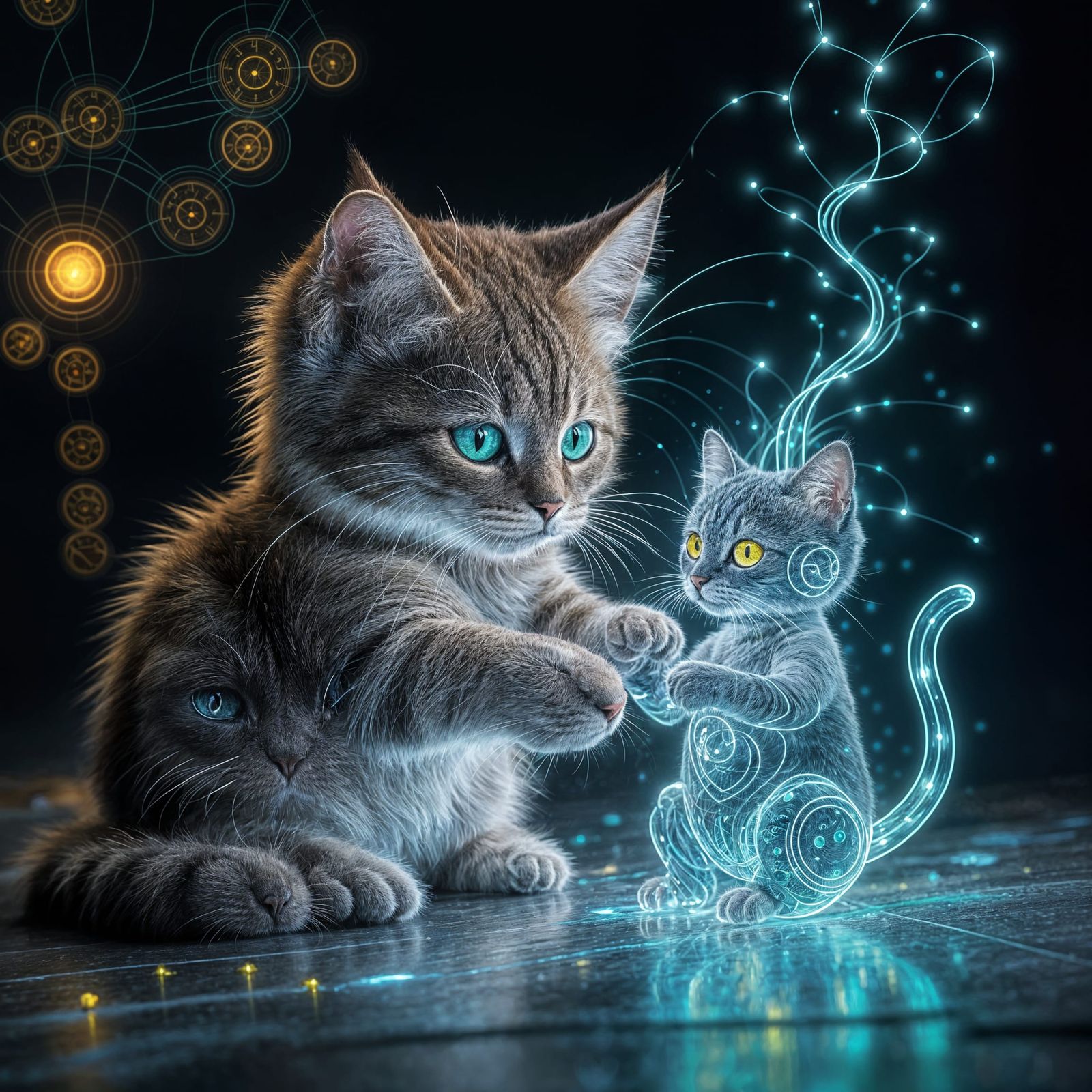 Cat Transforms to Avatar with Bioluminescent Circuitry