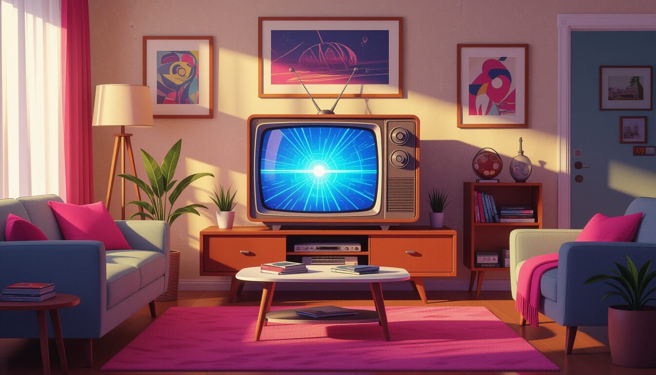 Vintage Living Room with Retro Television
