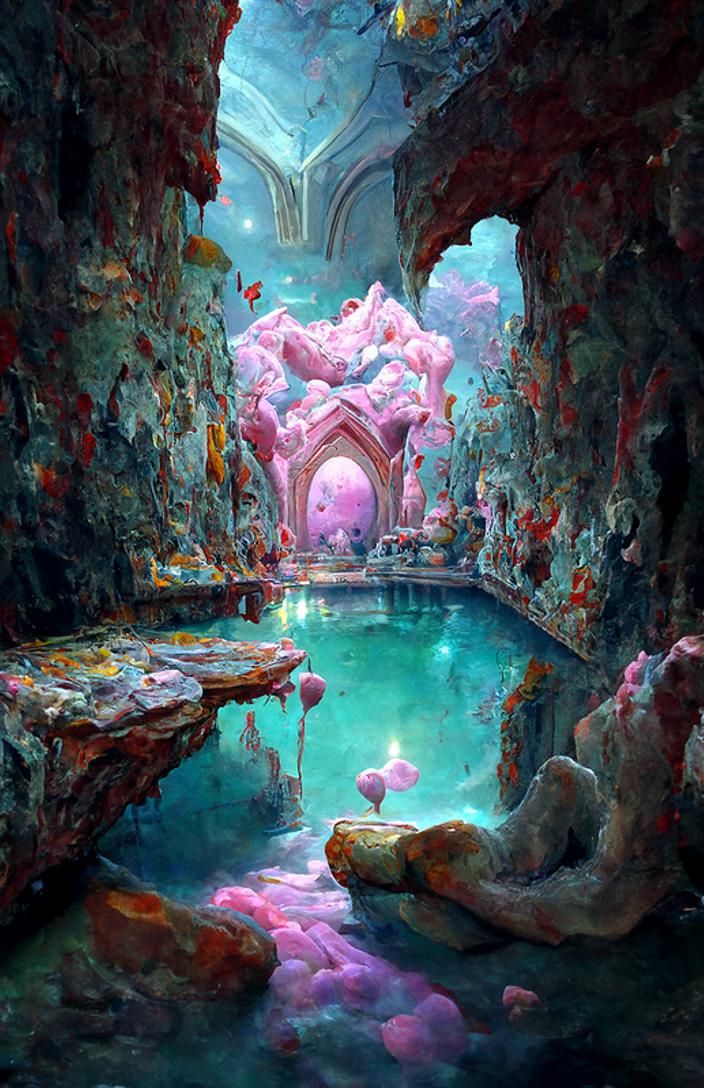 Pink Marble Castle: Ethereal Fantasy Painting