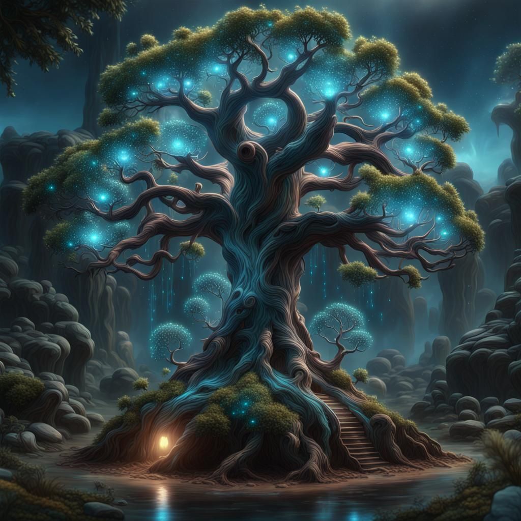Bioluminescent Enchanted Tree of Life: Fantasy Art