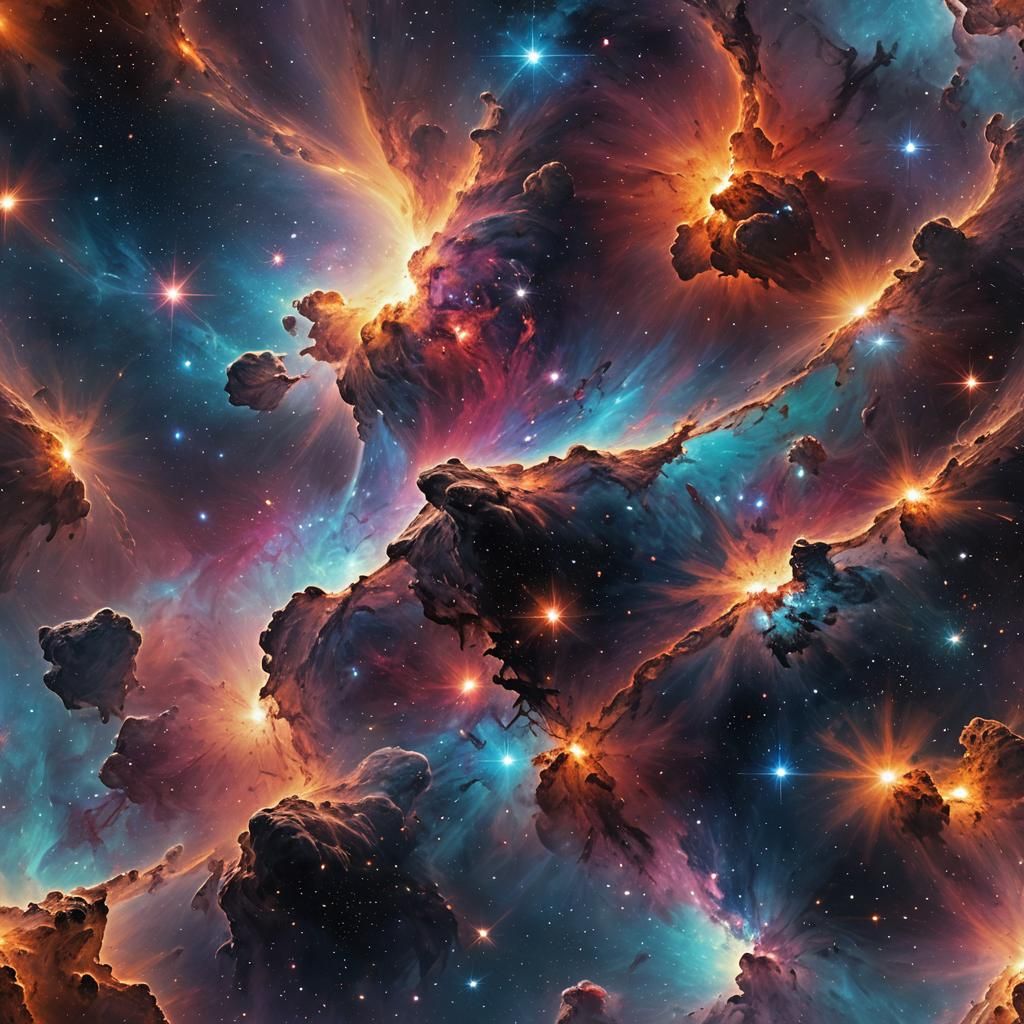 Hyperrealistic Galaxy of Nebulae and Stars