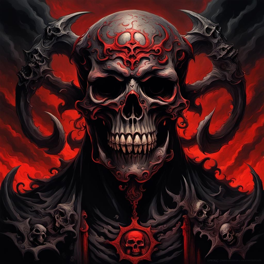 Demonic Skull God in Horror Art Style