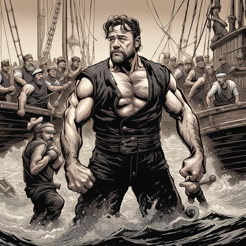 Russell Crowe as Popeye in Epic Comic Book Art