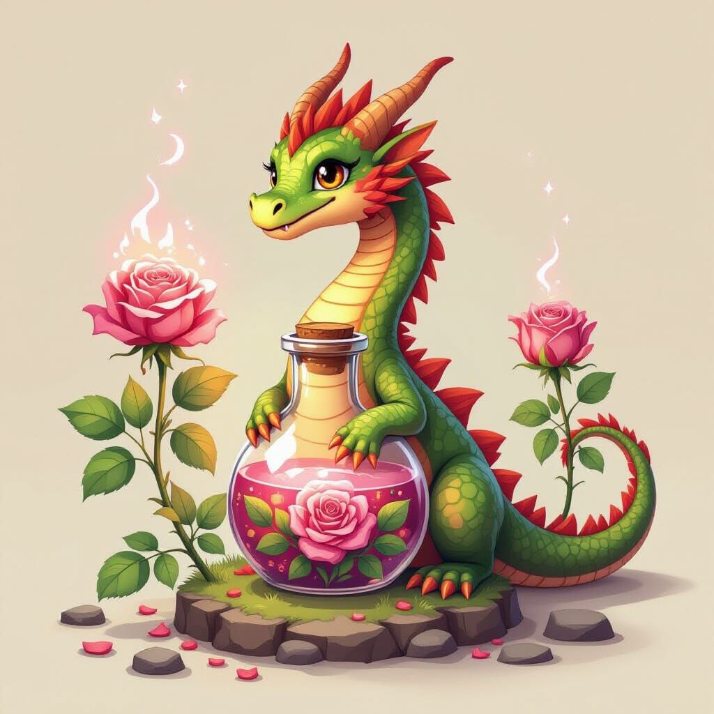 Magical Dragon Rose Potion Plants and Miniatures