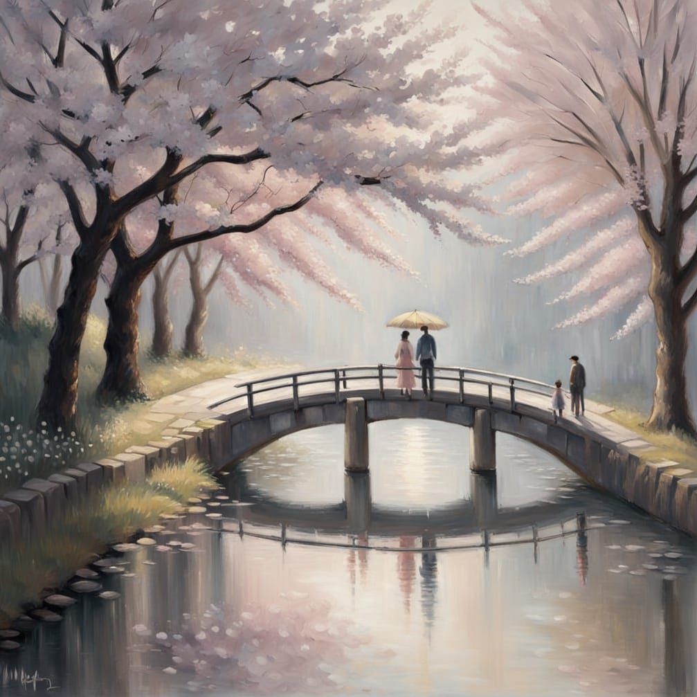 Cherry Blossom Bridge in Romantic Style
