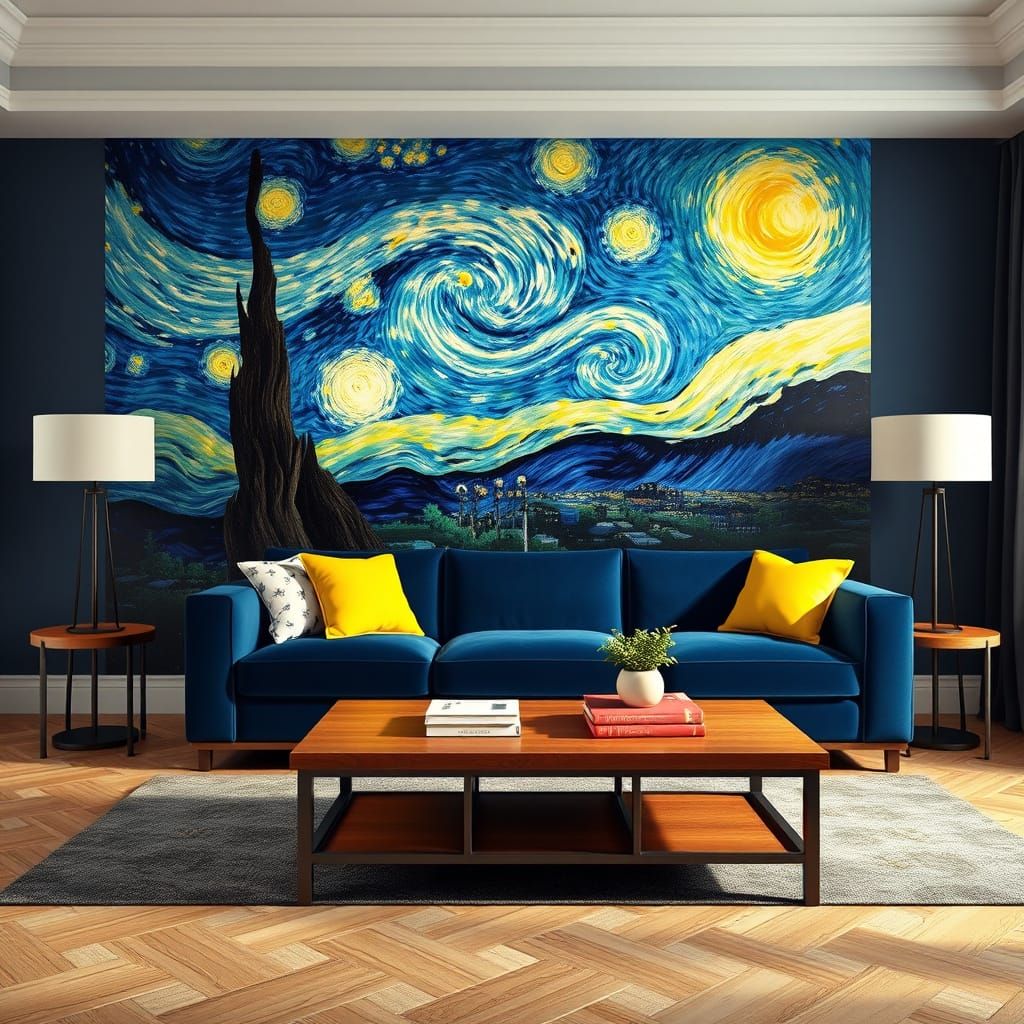 Elegantly Arranged Living Room in Deep, Fantastical Colors