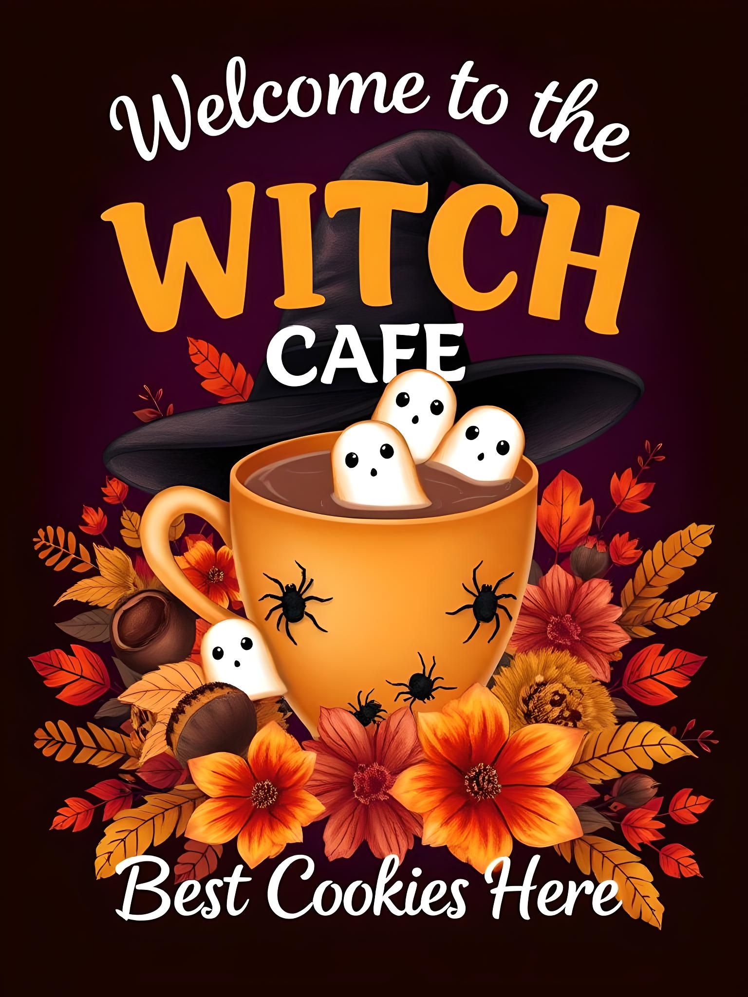 Halloween Witch Cafe Placard with Spooky Cookies