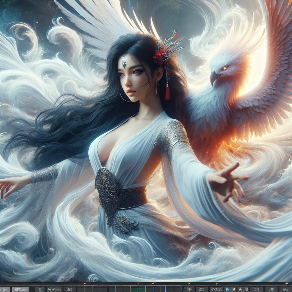 Phoenix Goddess in Fantasy Matte Painting