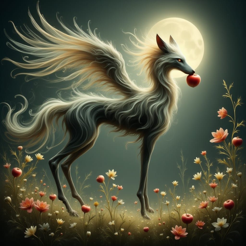 Majestic Thestral in a Moonlit Meadow