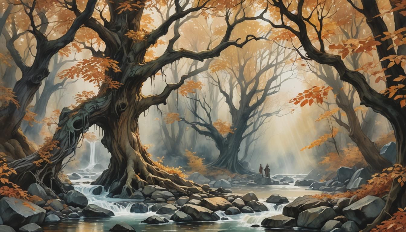 Enchanted Forest Portal: Watercolor Concept Art