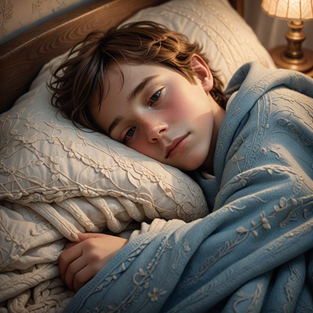 Five-Year-Old Boy Sleeping Peacefully in Bed