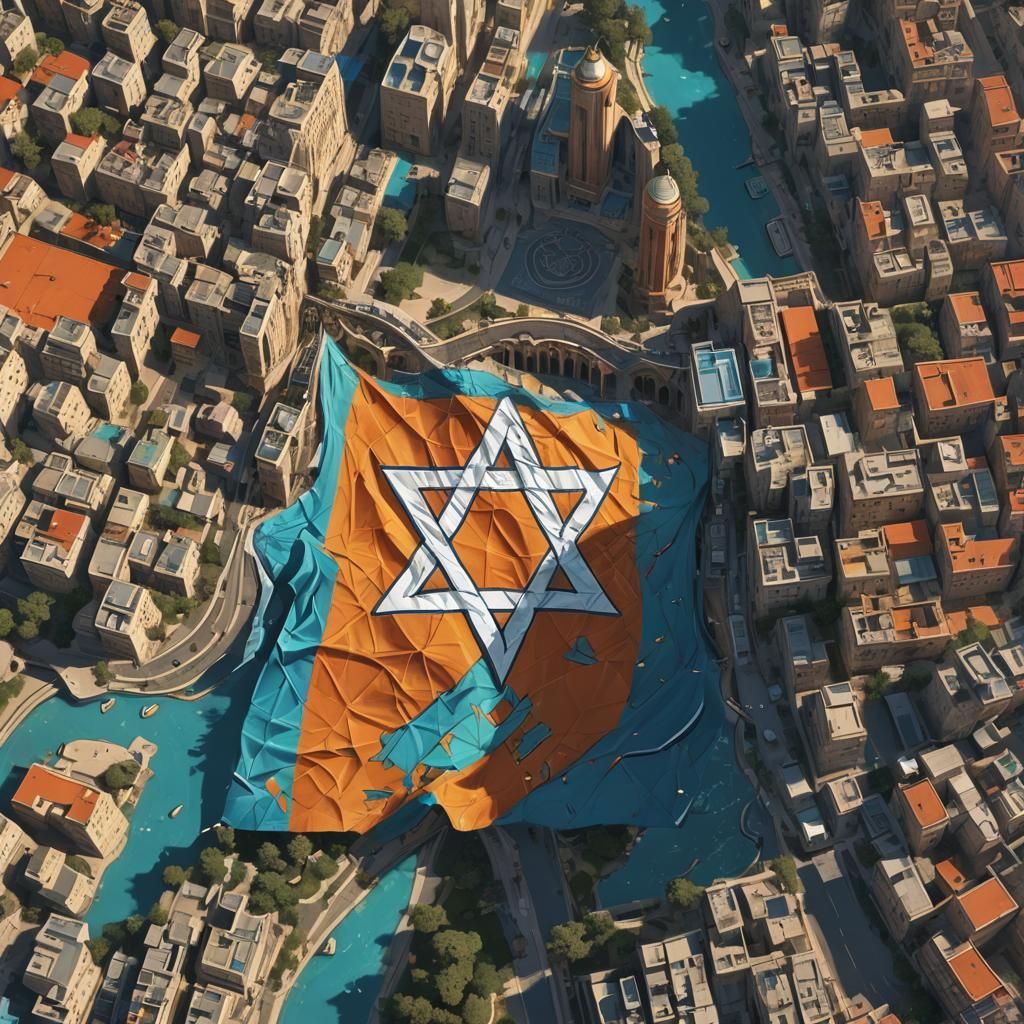Israel and Flag in Hyperdetailed Digital Art Style