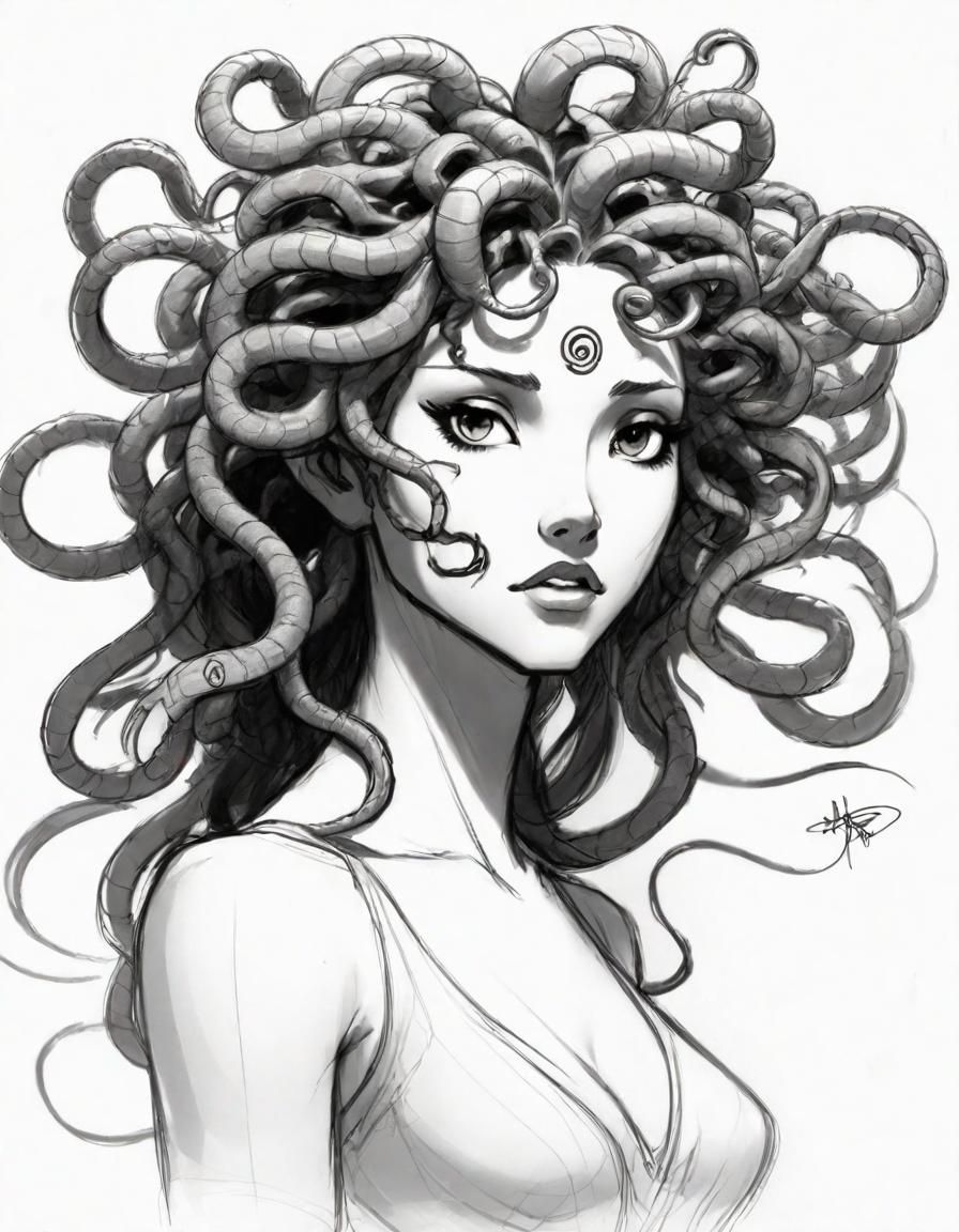 Medusa Sketch in Yuumei and Keane Style