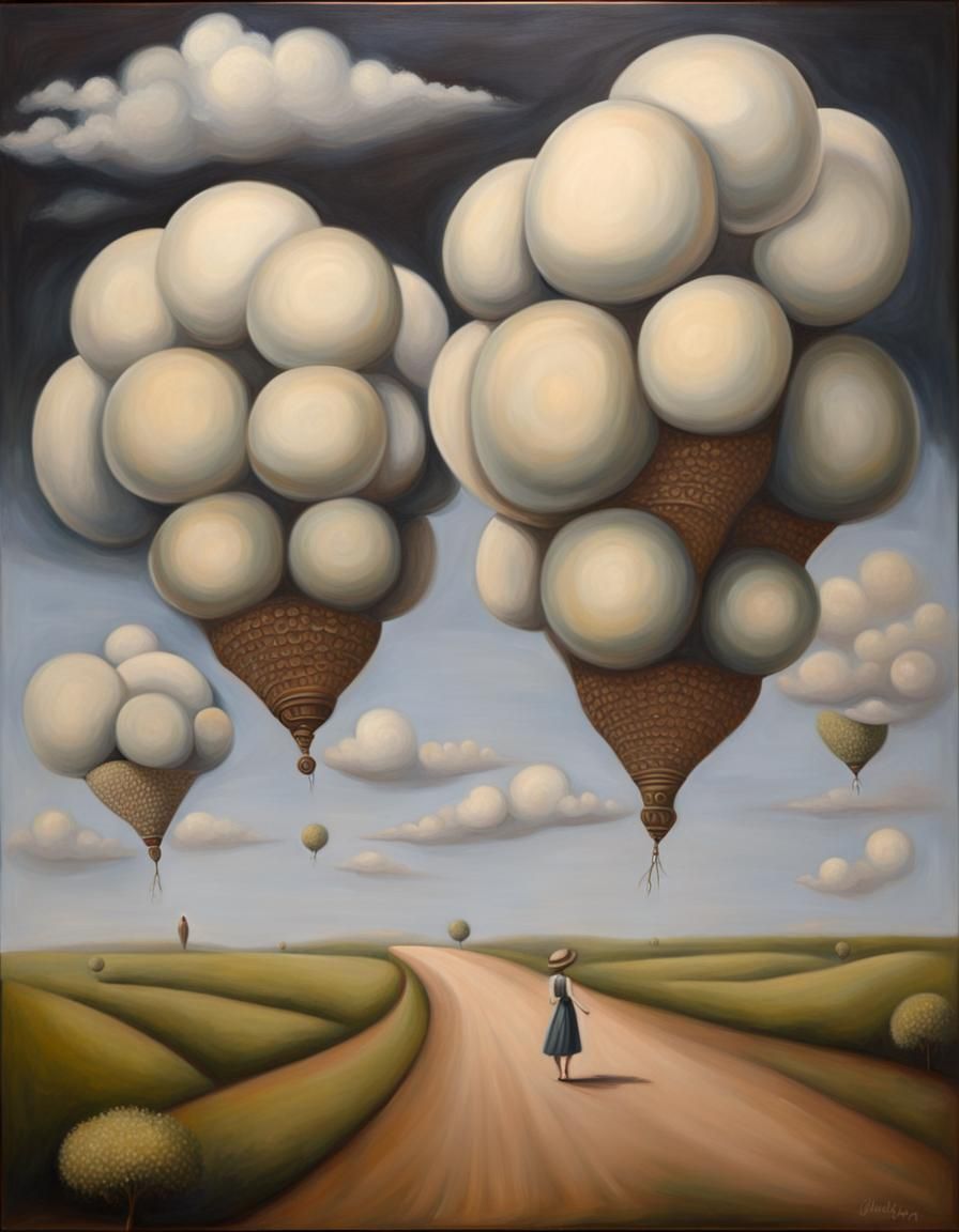 Surreal Billowing Flowers in Oil on Canvas