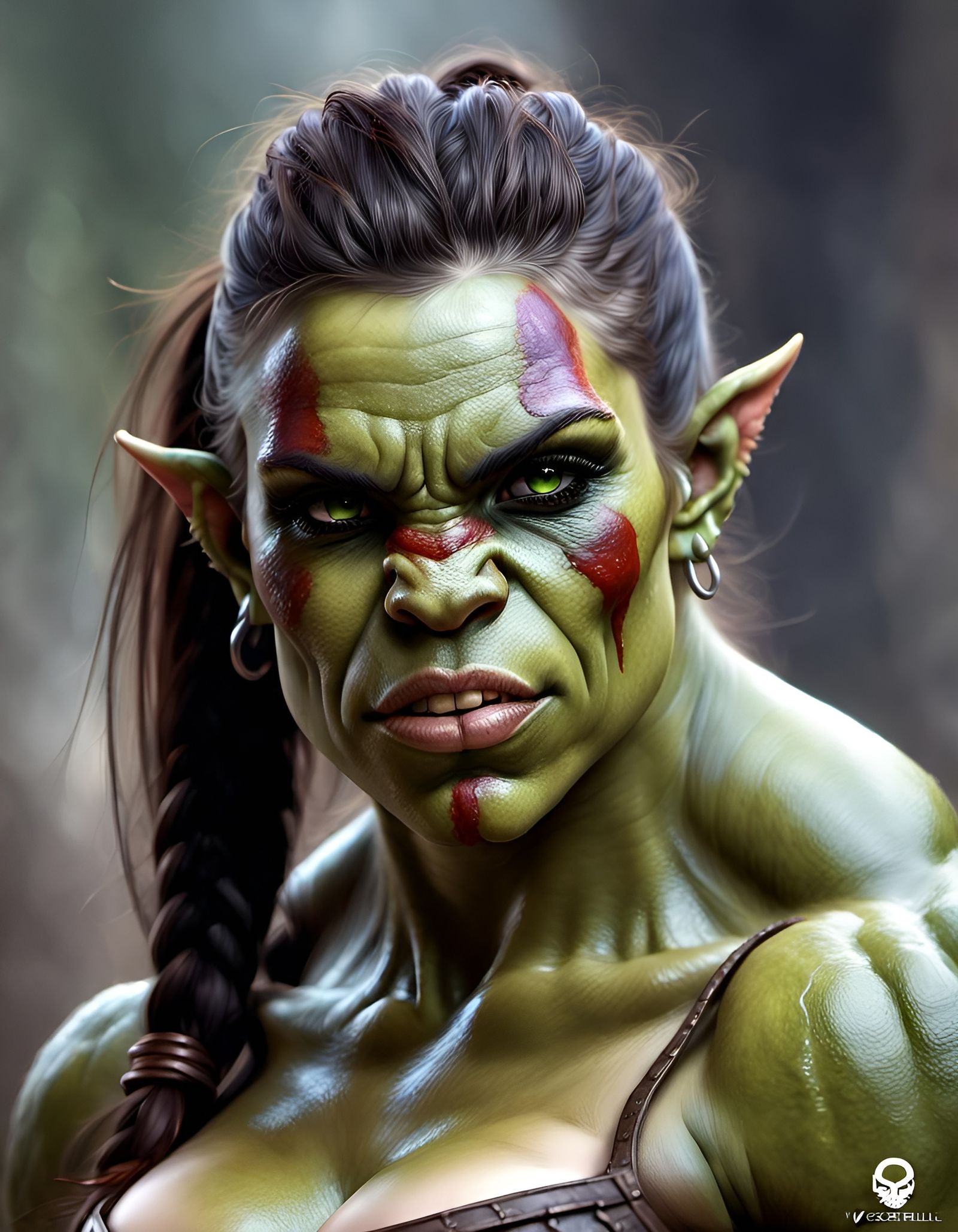 Muscular Orc Female Character in Fantasy Art Style