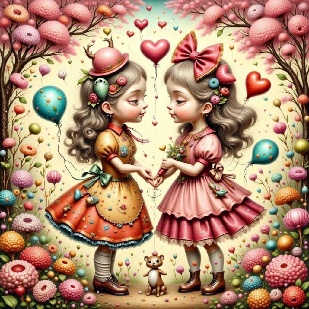 Valentine's Mail Art on Aged Paper