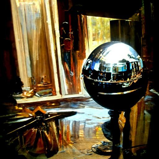 Luminous Mirror Ball as Oil Painting