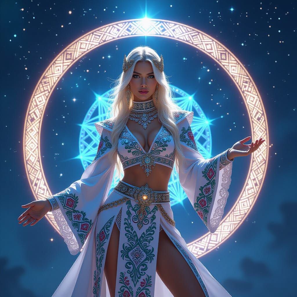Slavic Mage in Cosmic Astral Illustration