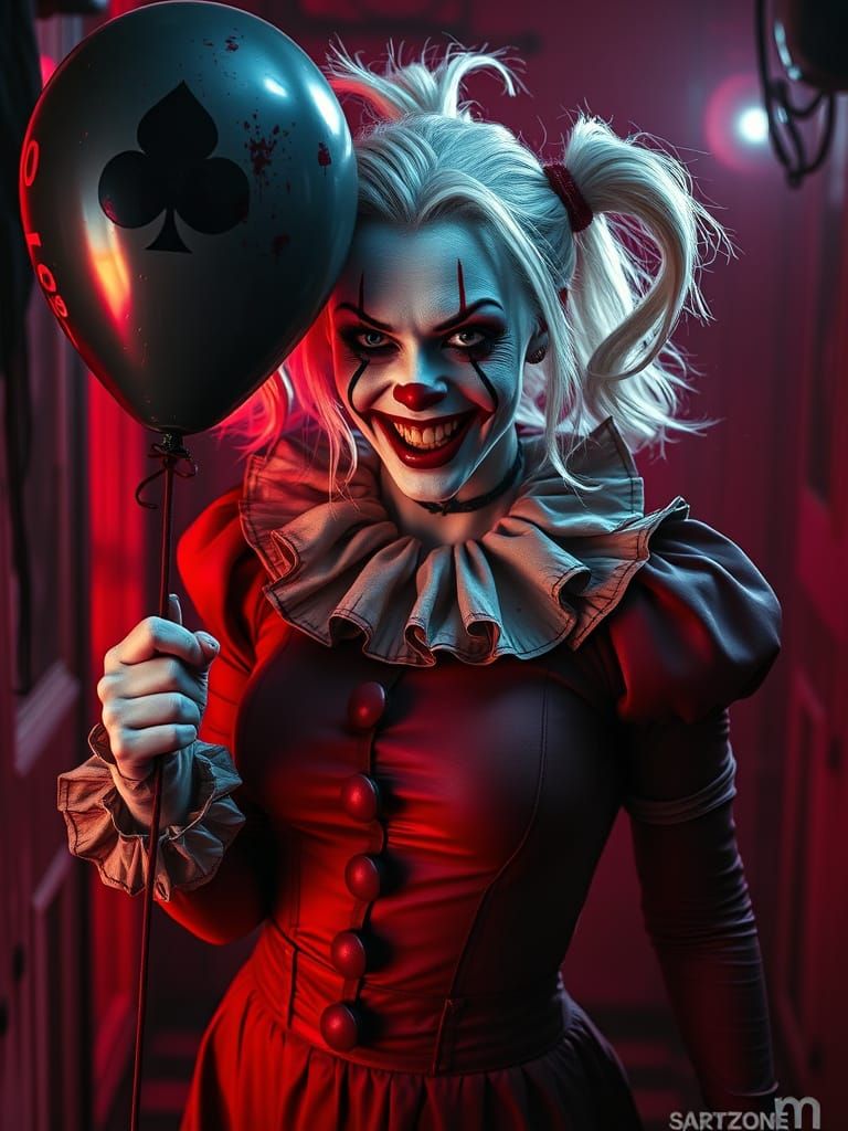 Harley Quinn as Grotesque Pennywise in Crimson Hellscape