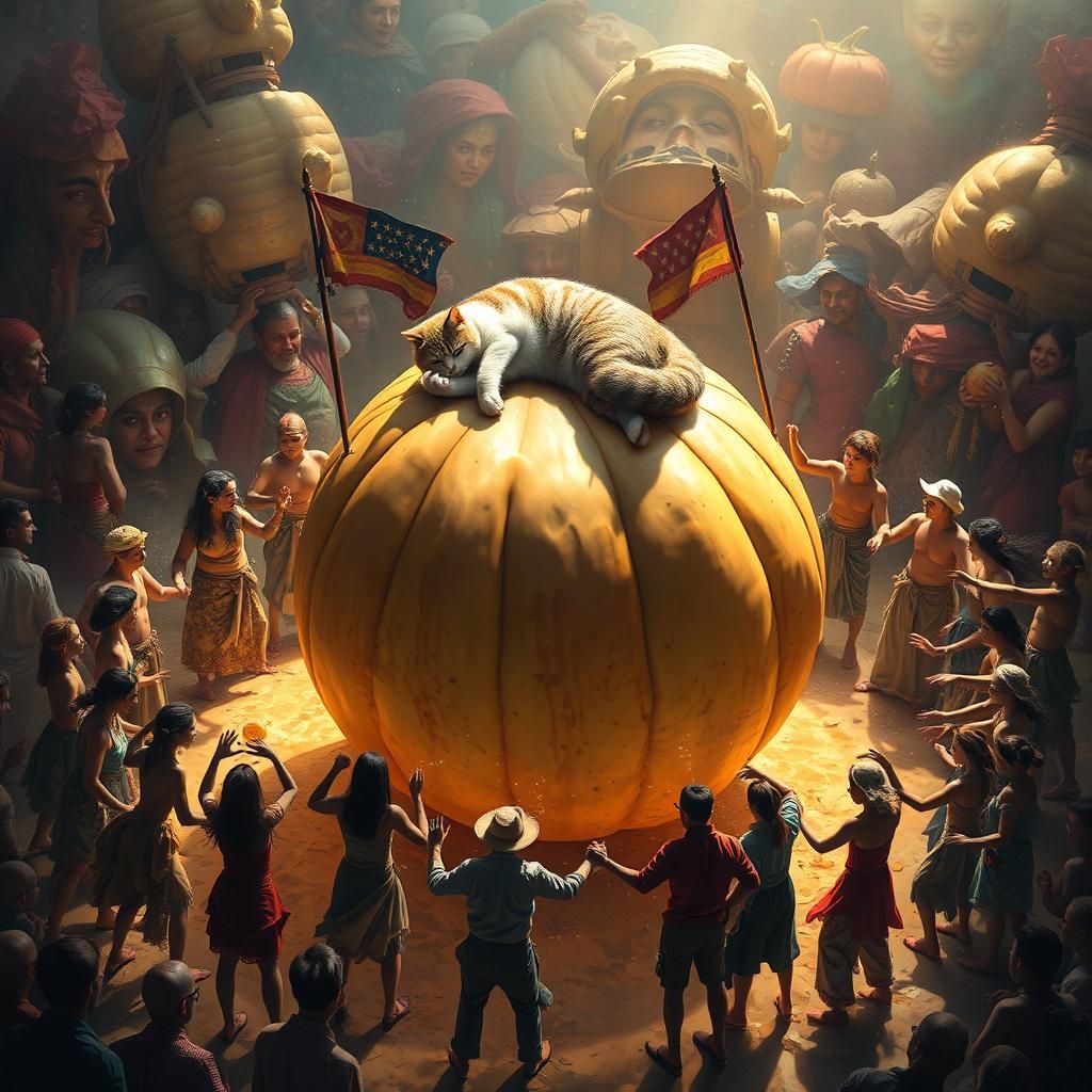 Vibrant Circle Celebrates the Gourd with a Slumbering Feline