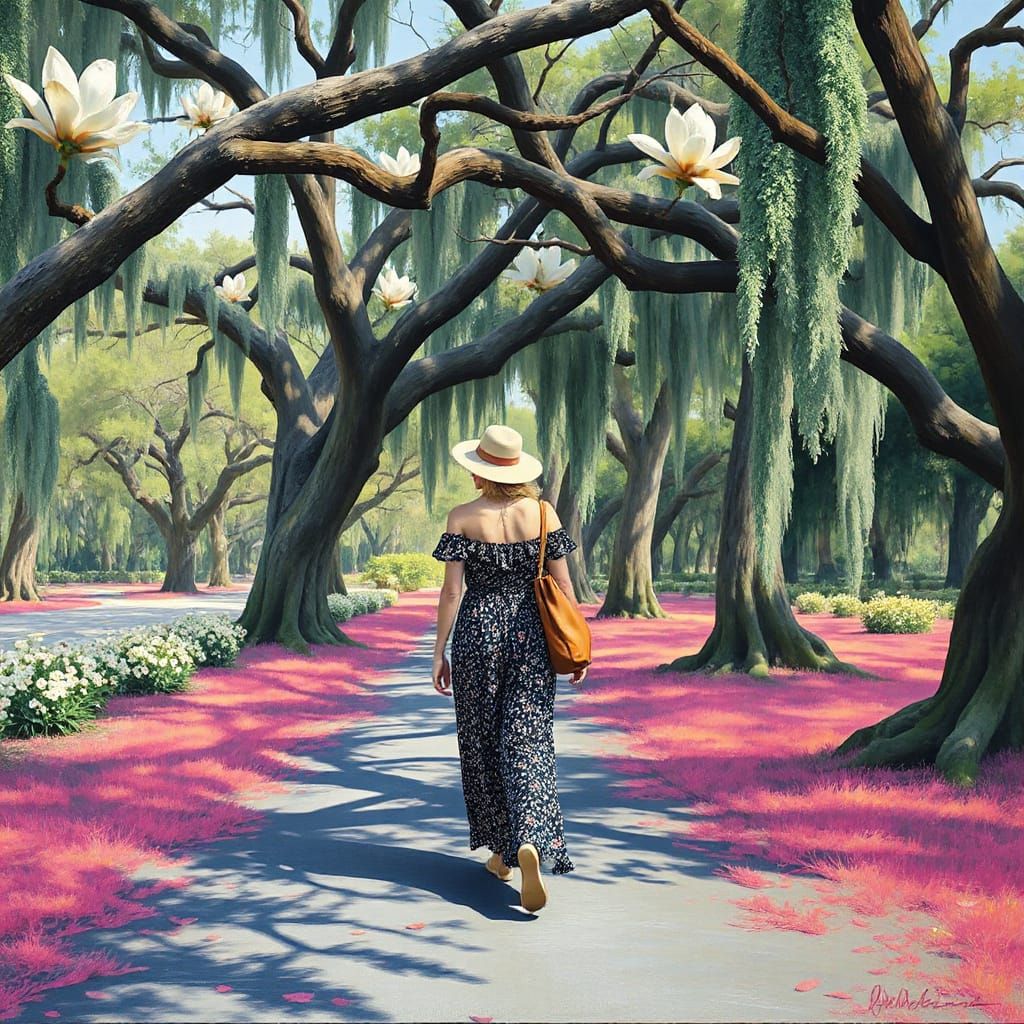 Woman Walks in Louisiana: Illustrative Naturalism