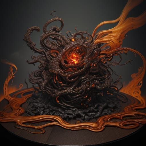 Dark Fantasy Candle Creature in Oil Painting Style