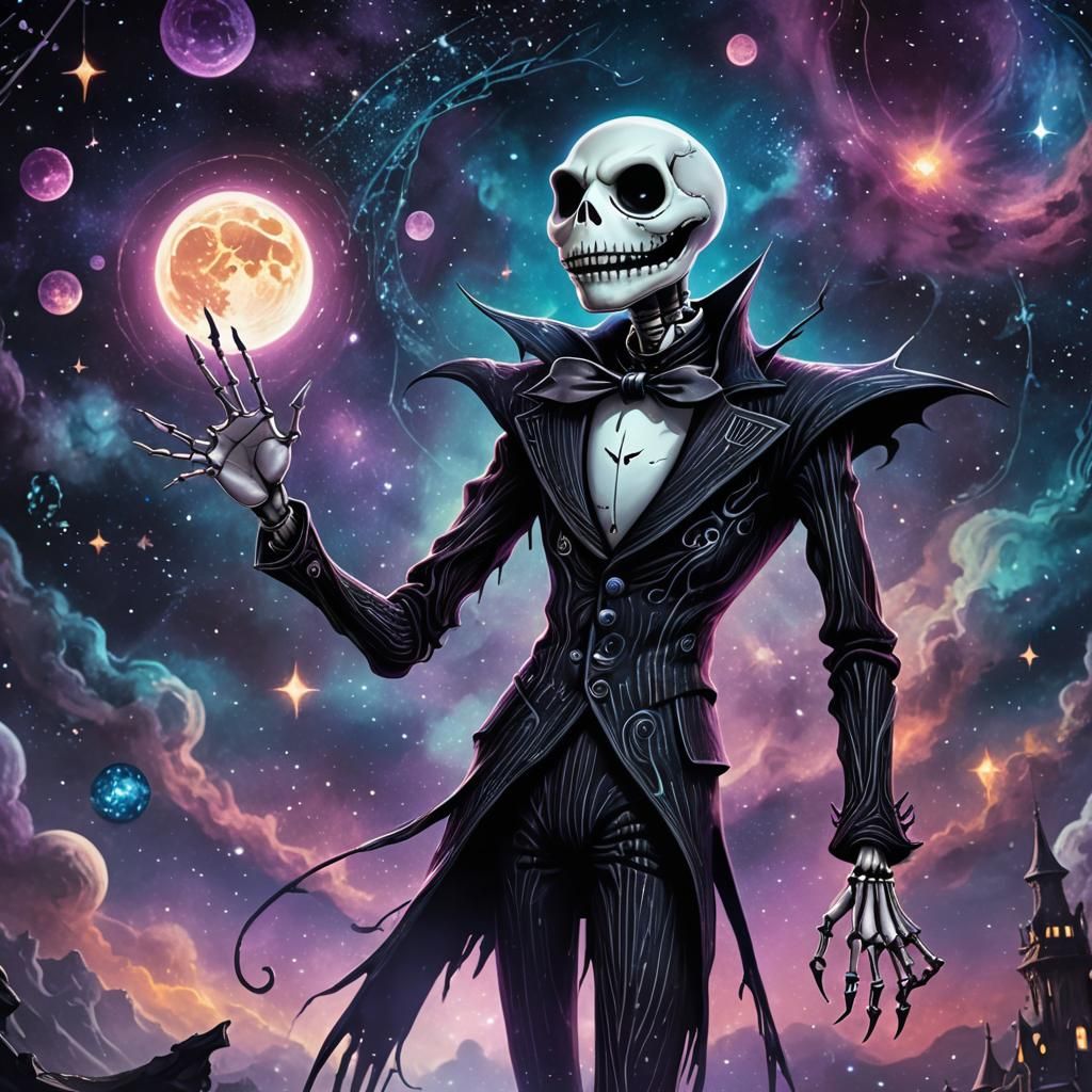 Jack Skellington in Space: Gothic Victorian Illustration